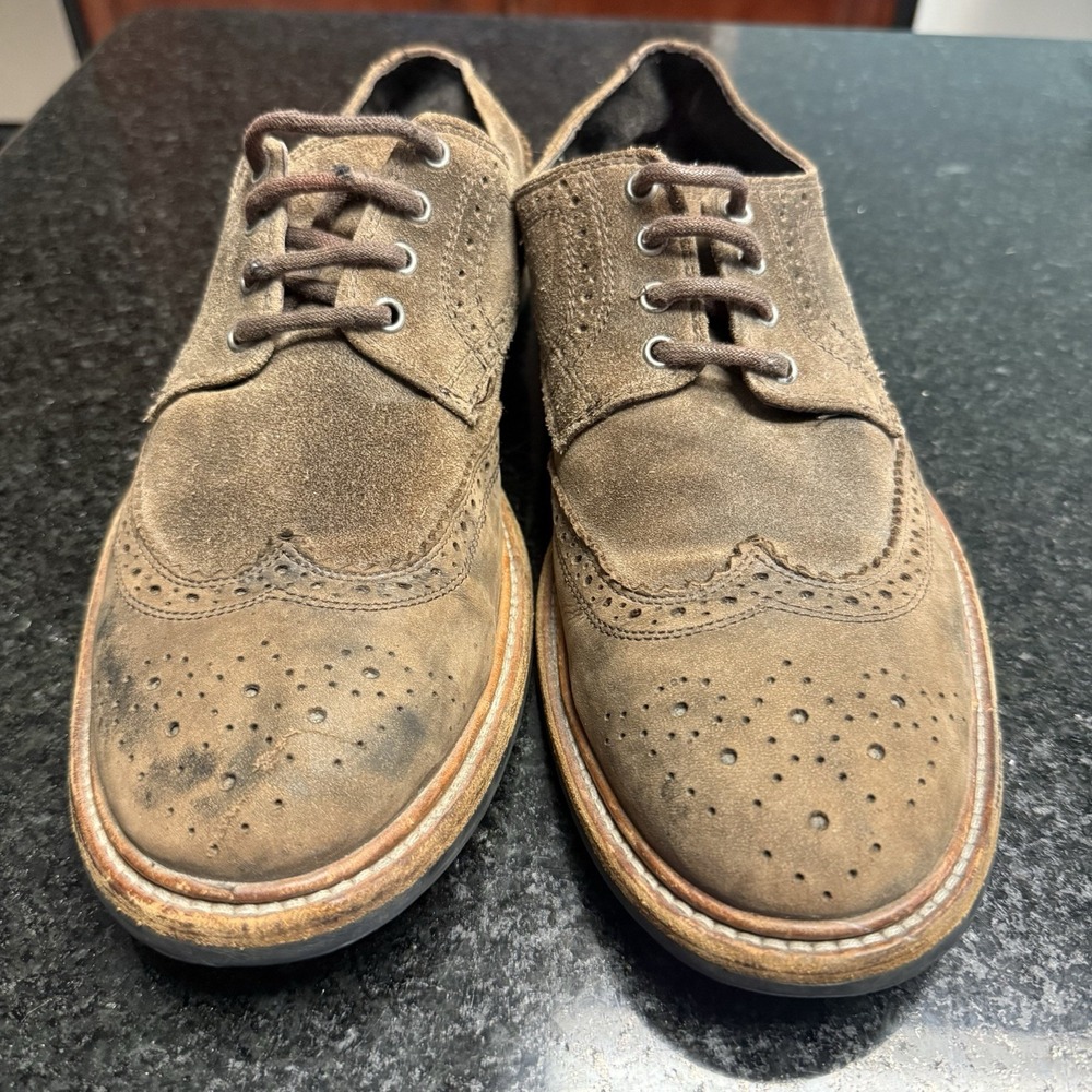 👟AllSaints Spitalfields Suede Wingtip Brogues Jacks Place Brown Men EU 42 US 9